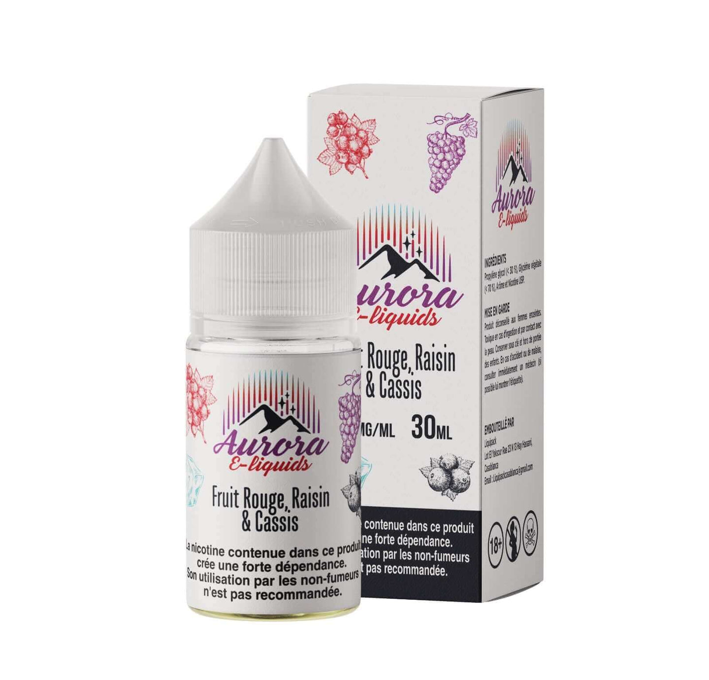 Aurora -Fruit rouge Raisin Cassis 30ml - Grossiste de Cigarettes Électroniques, E-liquides Maroc