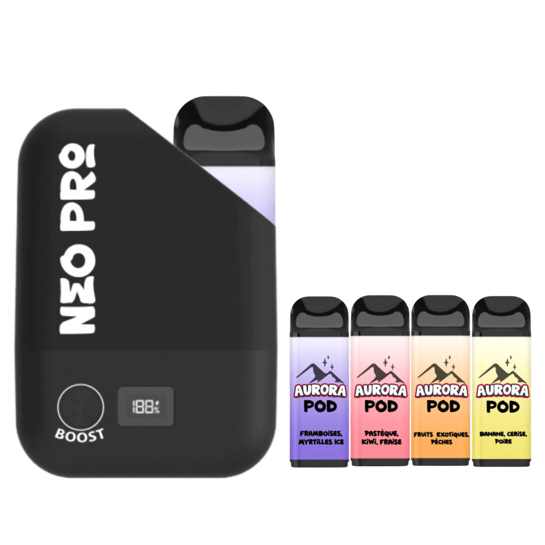 Kit Aurora Pod 7000 Puffs (Batterie + Pod) - Grossiste de Cigarettes Électroniques, E-liquides Maroc